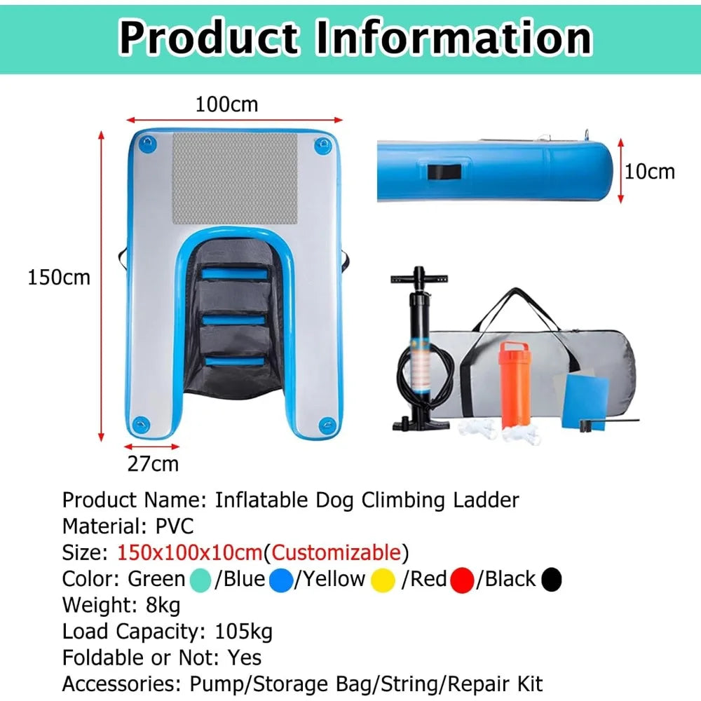 Color Inflatable Canine Water Ramp GearedToward Poolside Aquatic Training Equipment