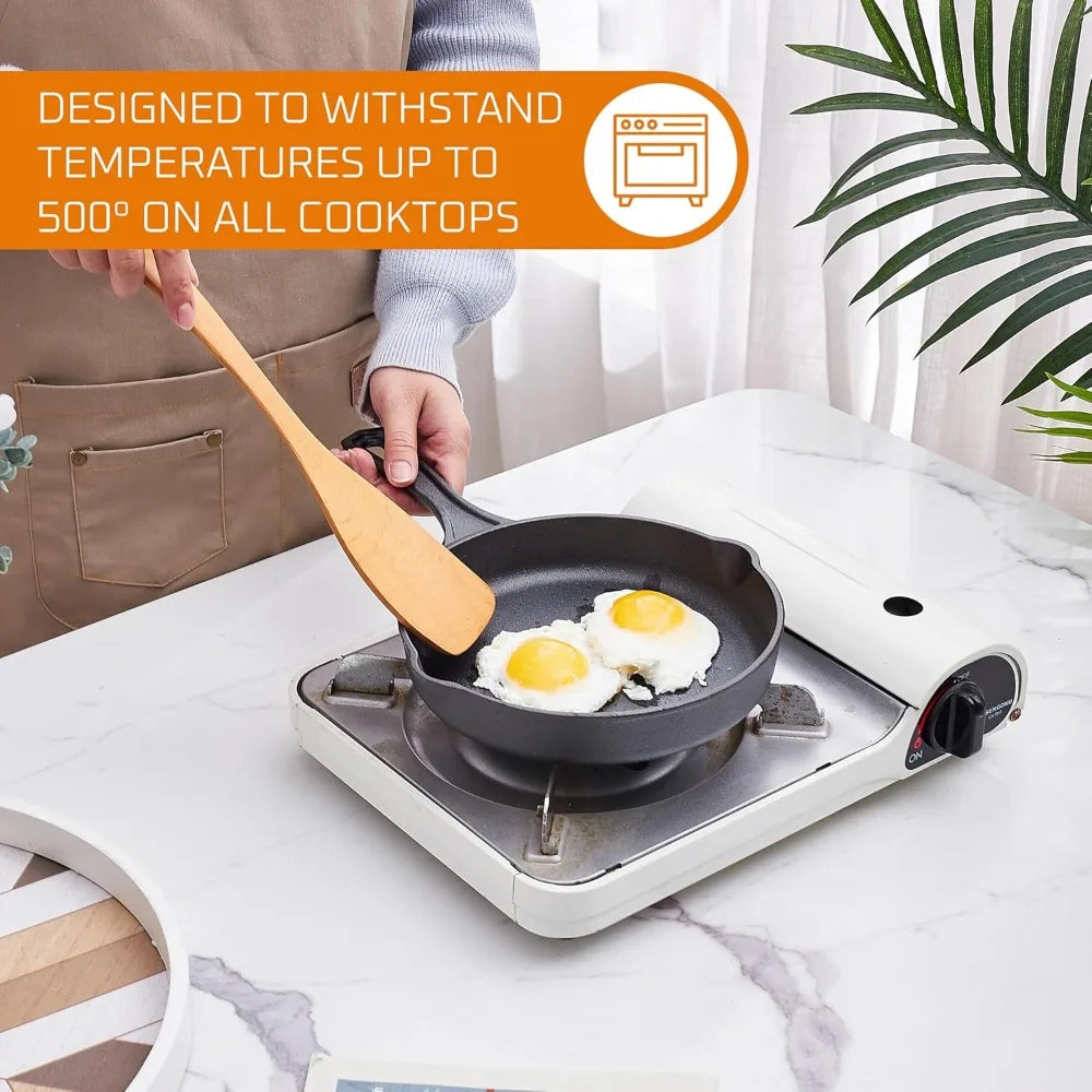 YTYIN Cast Iron Pan Cooking Set With Skillet And Square Pan Lid For Camping Or Outdoor Use