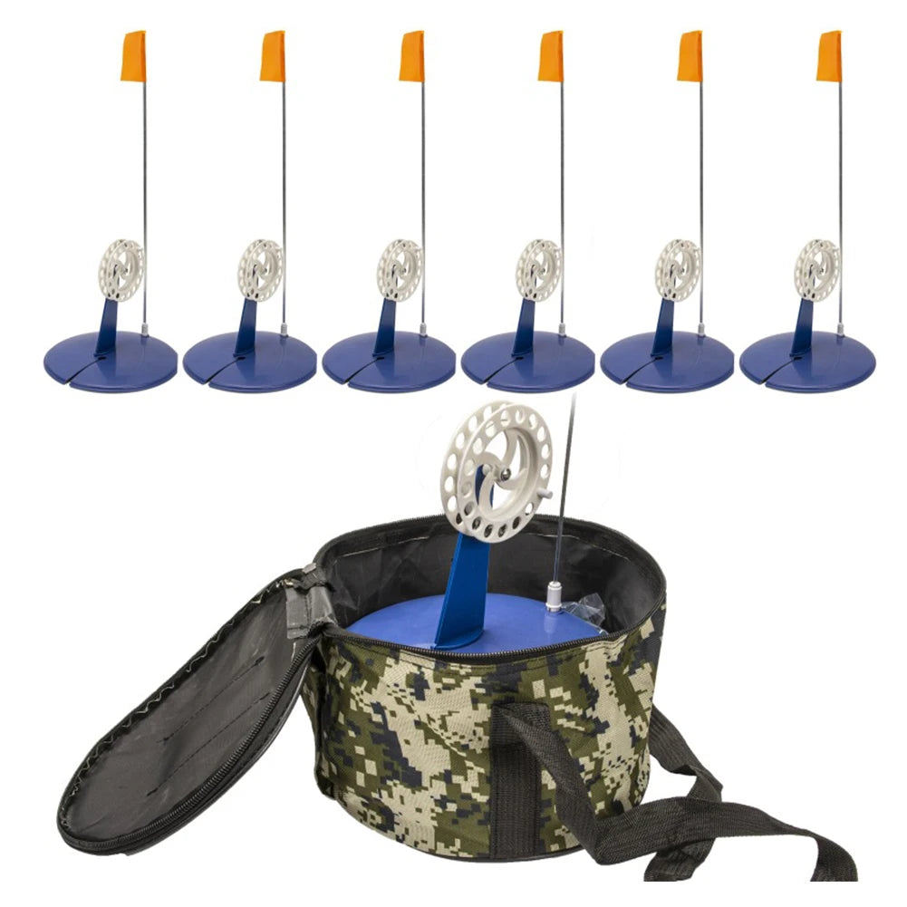 APWIKOGERH Tip Up Ice Fishing Pole Braking System Six Pack