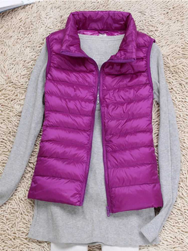 VNFDWJCN Ultra Thin Down Jacket Vest Women Slim Warm Puffer
