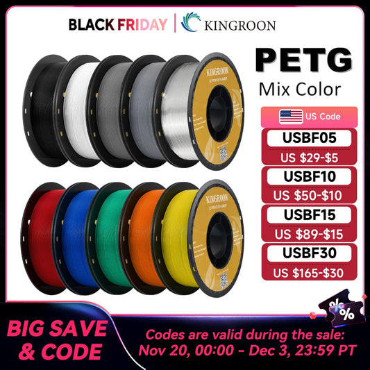 KINGROON PETG 3D Printer Filament 1.75mm 5KG 10KG Mix Color 3D Printing Material 1kg/roll  petg Plastic For FDM 3dprinter