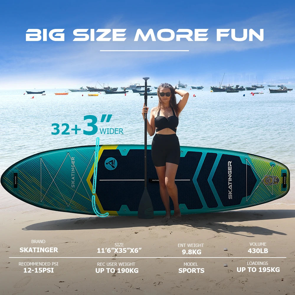 Skatinger Inflatable Paddle Board for Adults Stable SUP Board