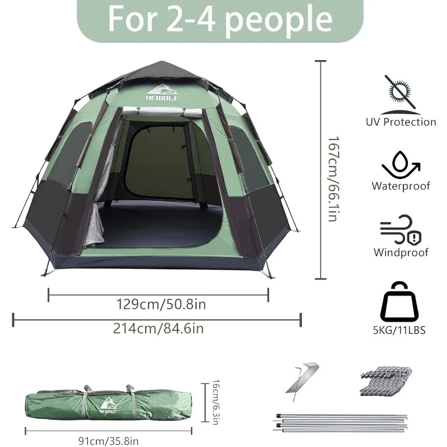 Building Instant Pop Up Trekking Tent Three Season Hexagonal Dome