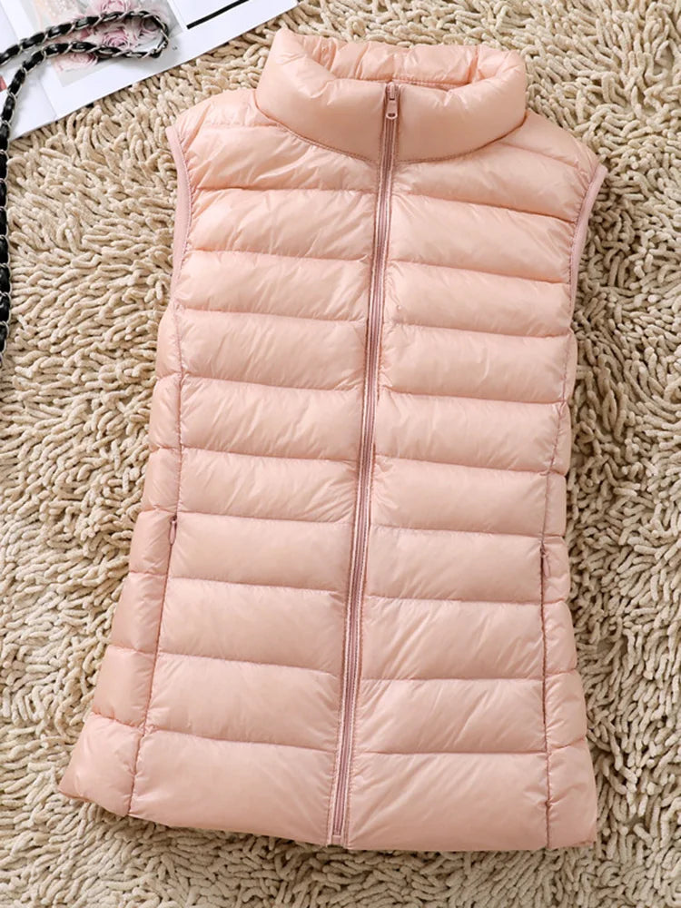 VNFDWJCN Ultra Thin Down Jacket Vest Women Slim Warm Puffer