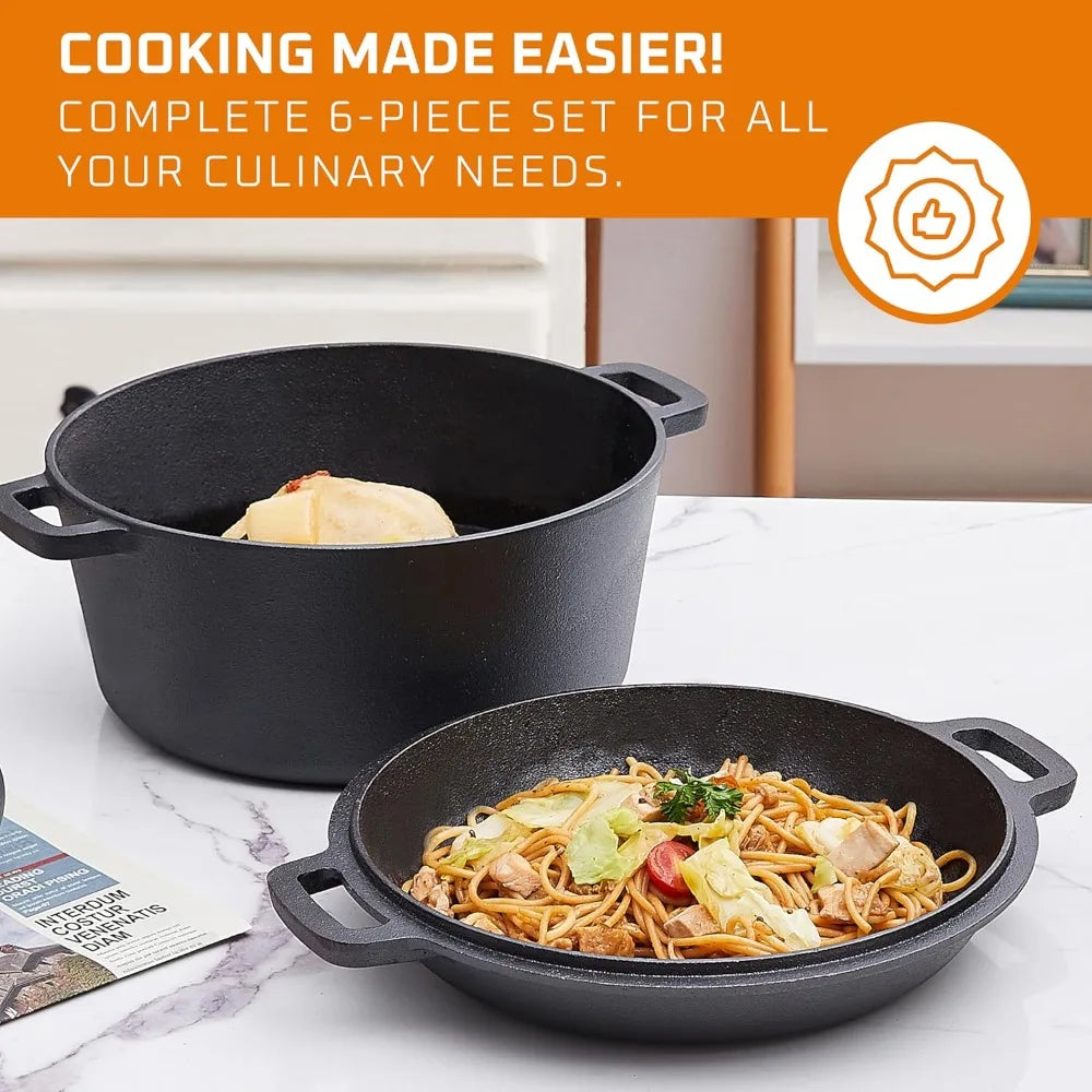 YTYIN Pan Cooking Set Cast Iron Skillet And Baking Pan