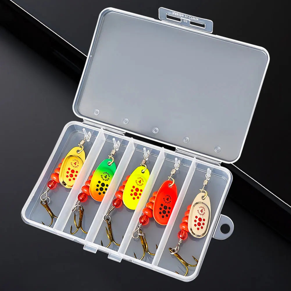 Metal Spoon Spinner Fishing Lure Set With Tackle Box Bass