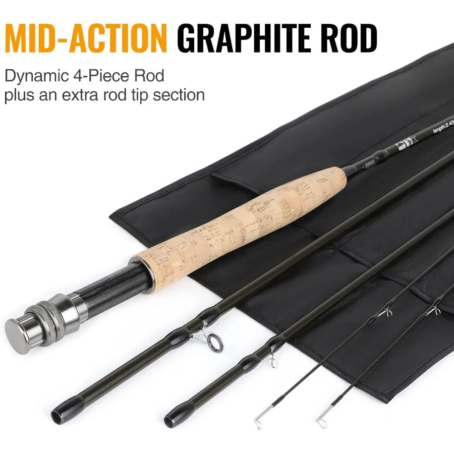 Lightweight Graphite Fly Fishing Rod And Reel Combo Starter Kit