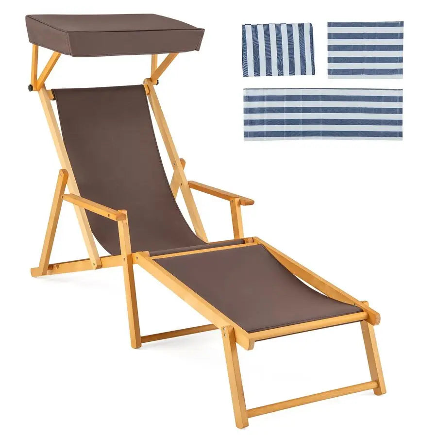 XMSJ Lounge Chair Outdoor Folding Chaise With Adjustable Canopy