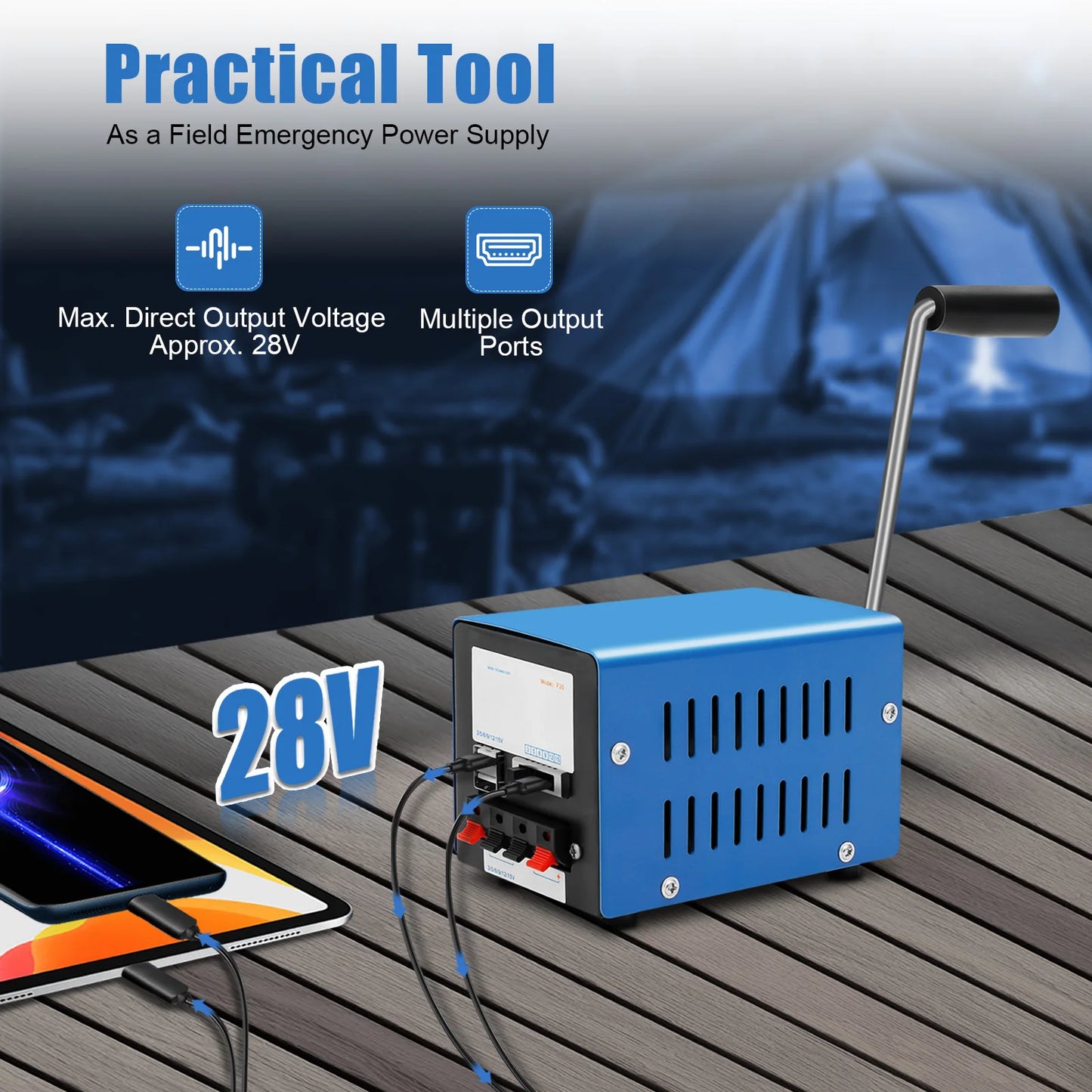 Hand Crank Generator 20W Portable Emergency Power Bank USB Charger