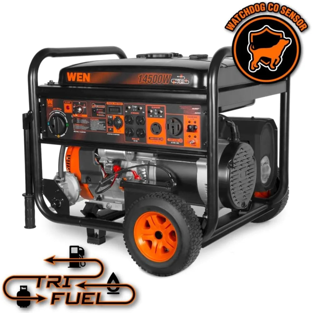 Tri Fuel Generator 14500W Electric Start CO Sensor Wheel Kit
