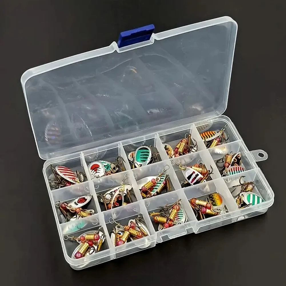JOCESTYLE 30pcs Metal Spoon Spinner Lures With Treble Hooks