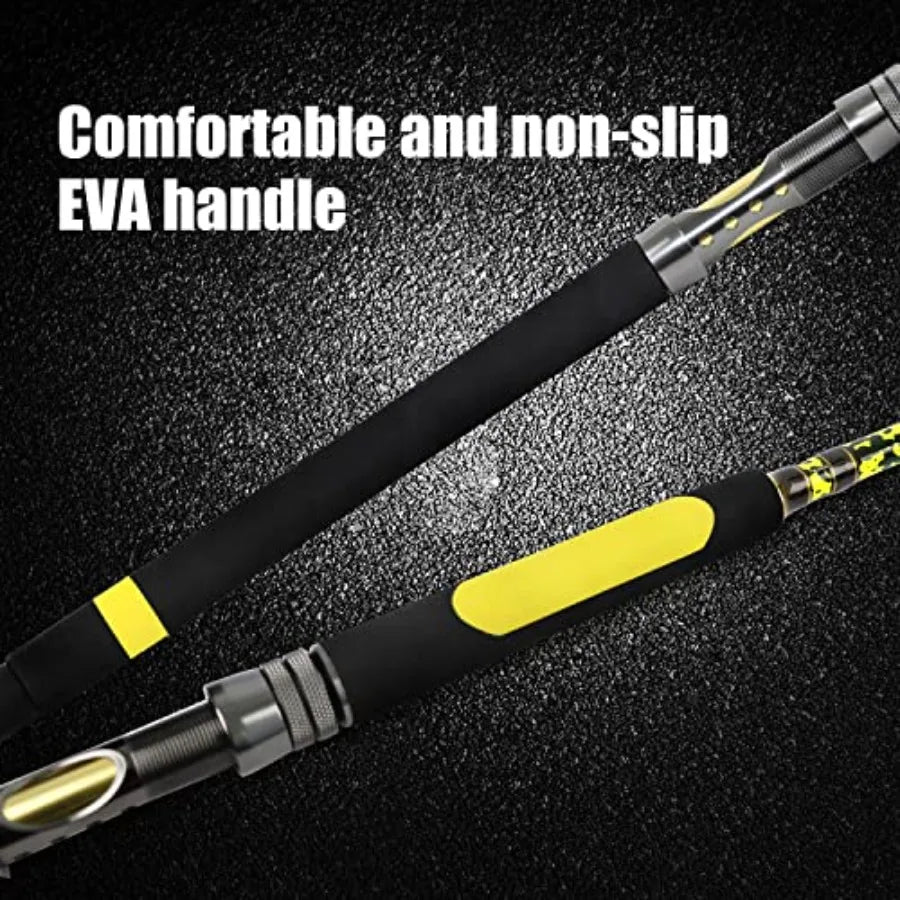 Stainless Steel Catfish Fishing Rod Portable Travel Heavy Duty Pole