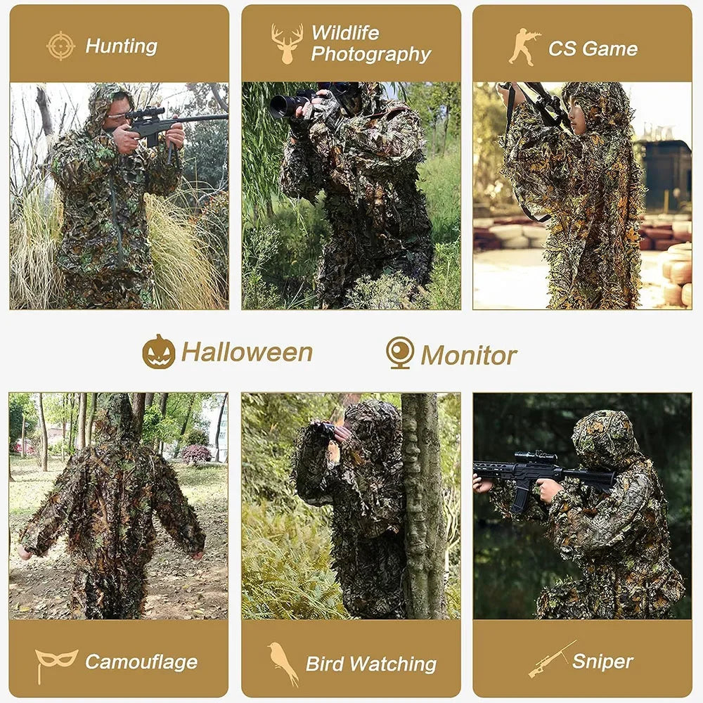 Hubei 3D Ghillie Suit Leafy Camouflage Clothing Set