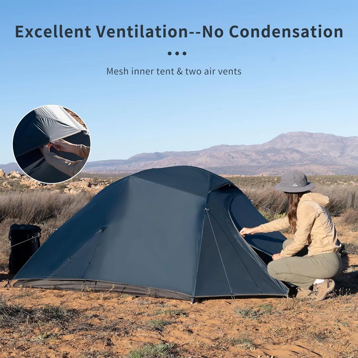 YTYIN Cloud-Up 3 Person Free Standing Tent for 3-Season Backpacking