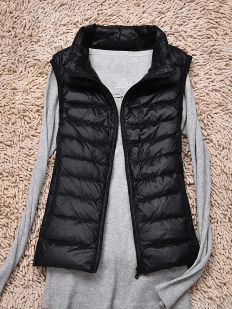 VNFDWJCN Ultra Thin Down Jacket Vest Women Slim Warm Puffer