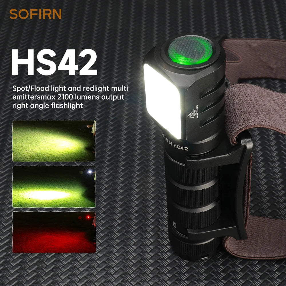 Sofirn HS42 Headlamp 2100lm 18650 USB C Rechargeable Power Bank