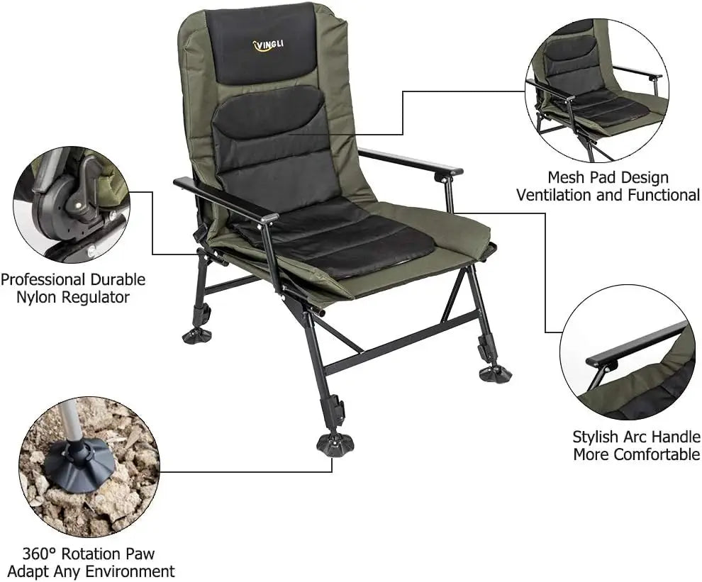XMSJ Heavy Duty Fishing Chair With Footrest For Outdoors