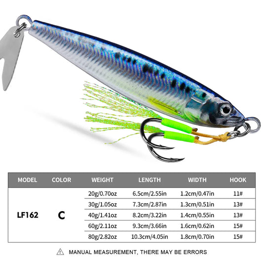 Fast Sinking 3D Printed Metal Jig Lure For Saltwater Fishing