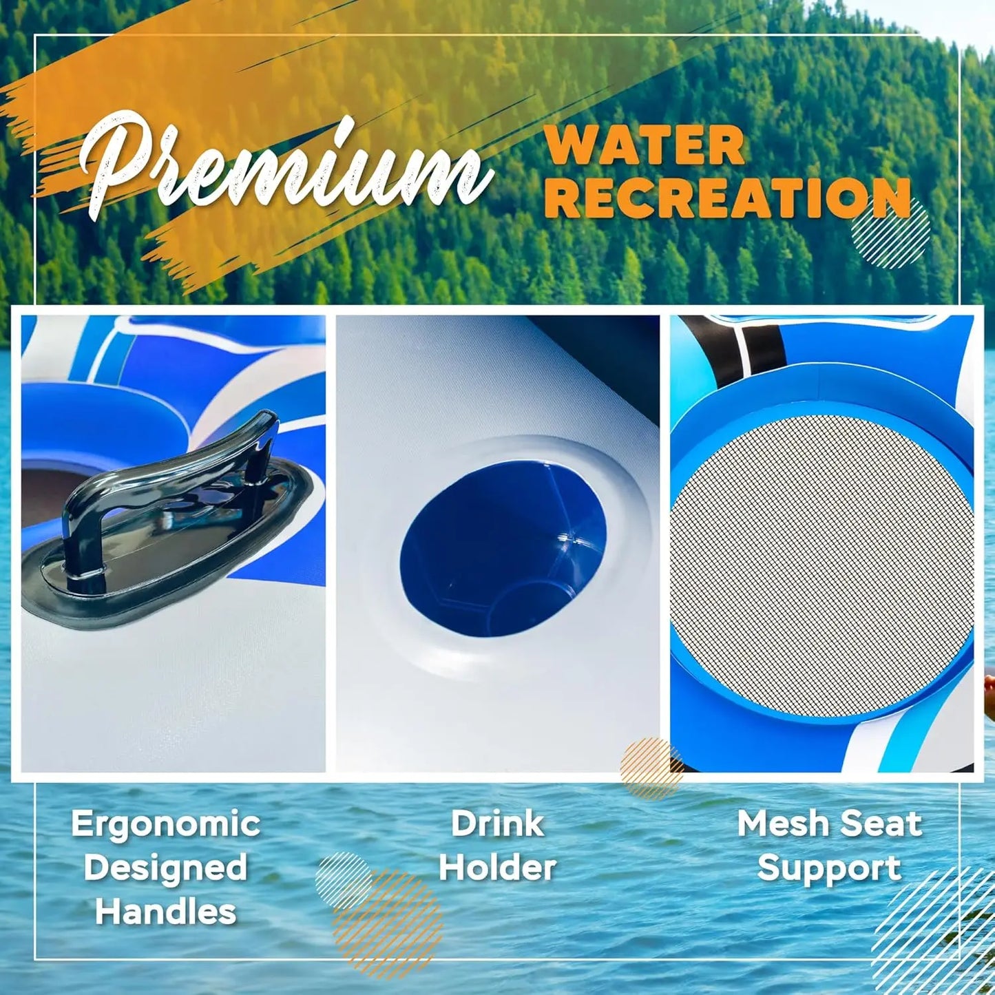 Hign-concerned River Tube Inflatable Lounge Float With Detachable Canopy