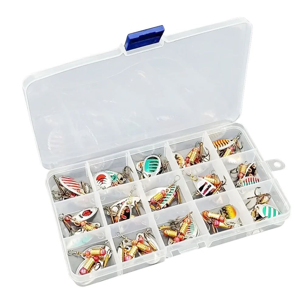 Metal Spoon Spinner Fishing Lures With Treble Hooks For Bass
