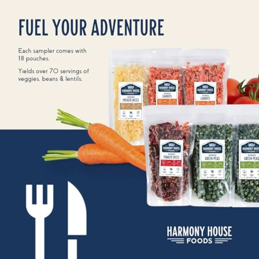 Harmony House Foods Backpacking Kit Lightweight Meals Resealable Pouches