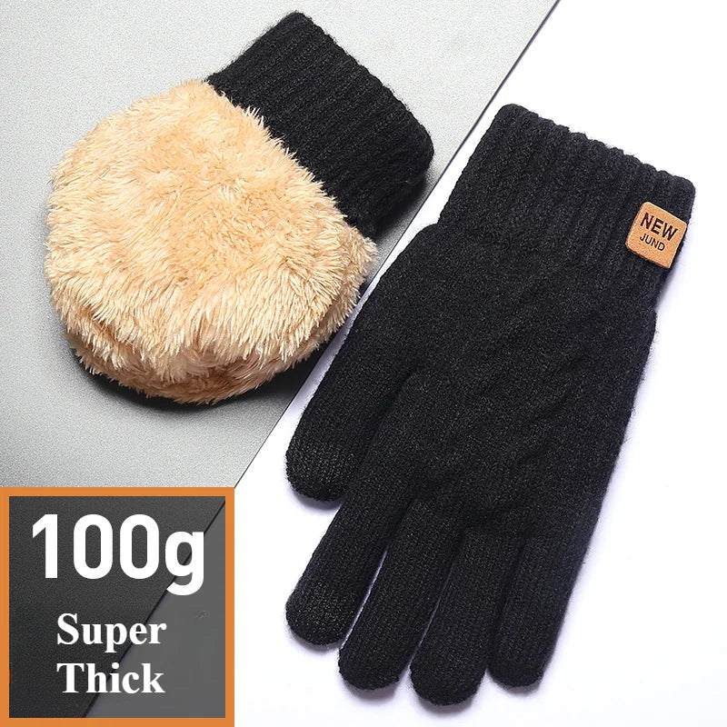CN Unisex Knit Thermal Full Finger Gloves With Touchscreen Wool