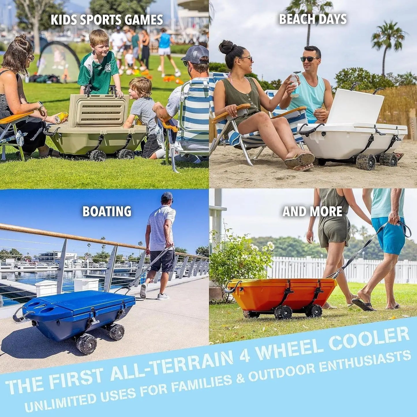 Crawler Cooler with Wheels – 40 QT Amphibious Floating Cooler and Dry Storage Vessel - Orange, Navy