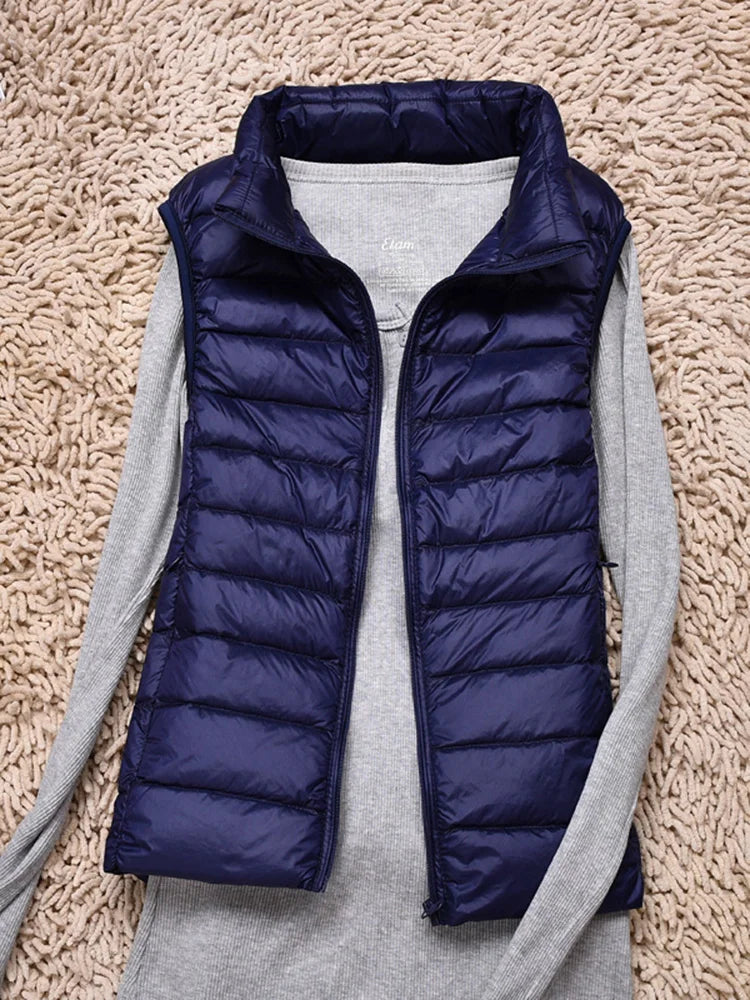 VNFDWJCN Ultra Thin Down Jacket Vest Women Slim Warm Puffer