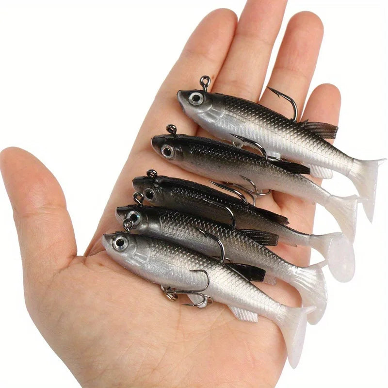 Five Pcs Realistic Soft Bait Lure Kit For Freshwater Fishing