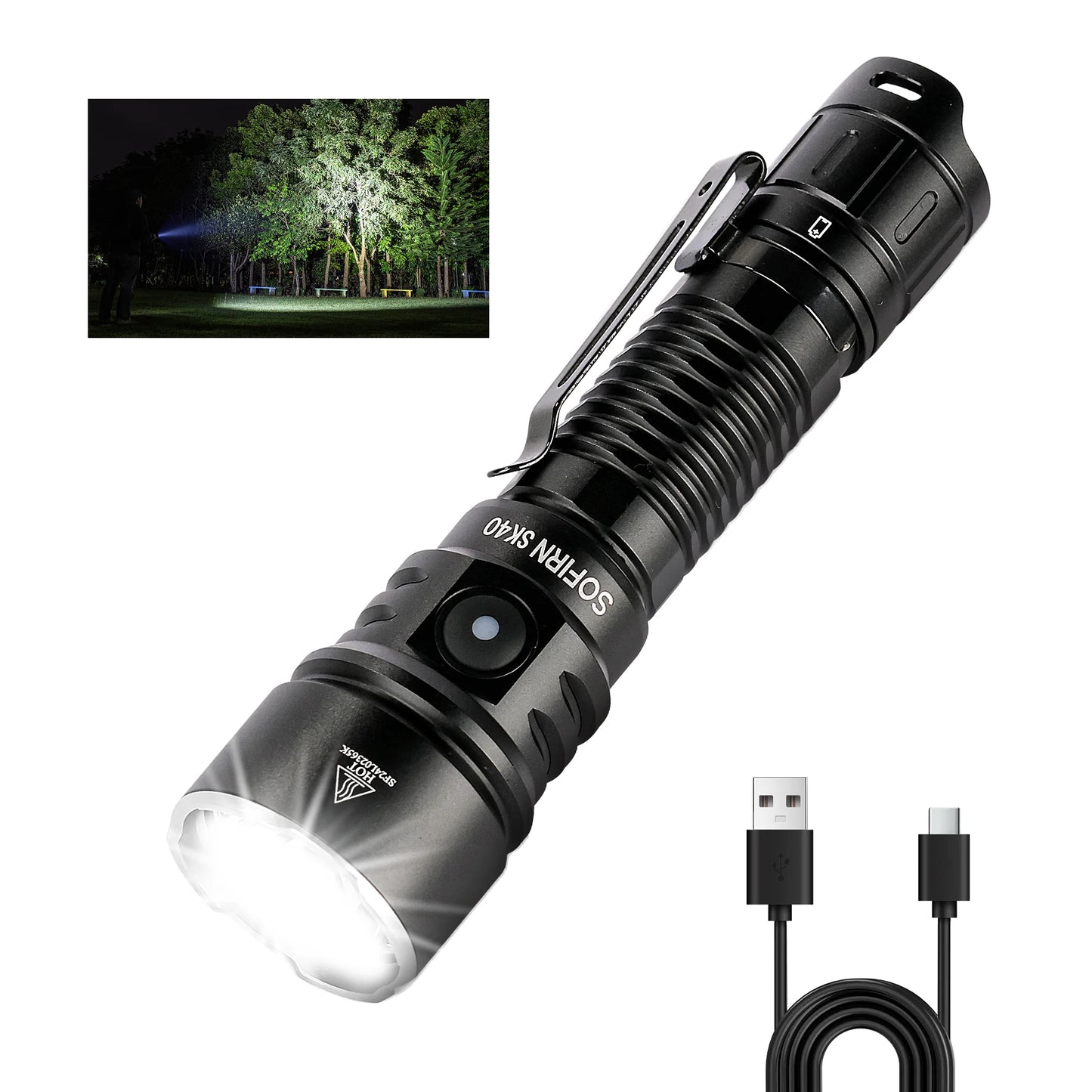 Sofirn SK40 SFT70 3200lm LED Tactical Flashlight 21700 Rechargeable