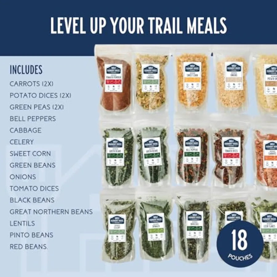 Harmony House Foods Backpacking Kit Lightweight Meals Resealable Pouches