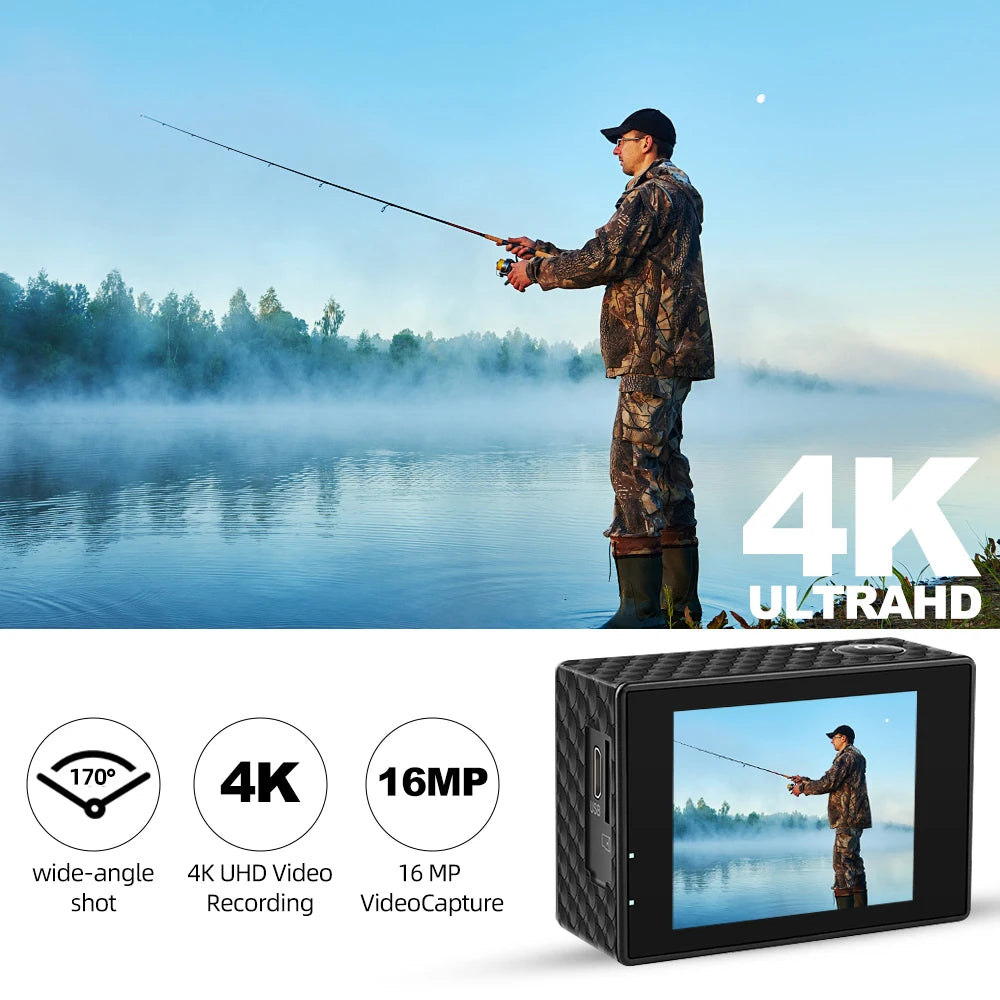 OURLIFE Action Camera Ultra HD 4K 30FPS 16MP WiFi Waterproof