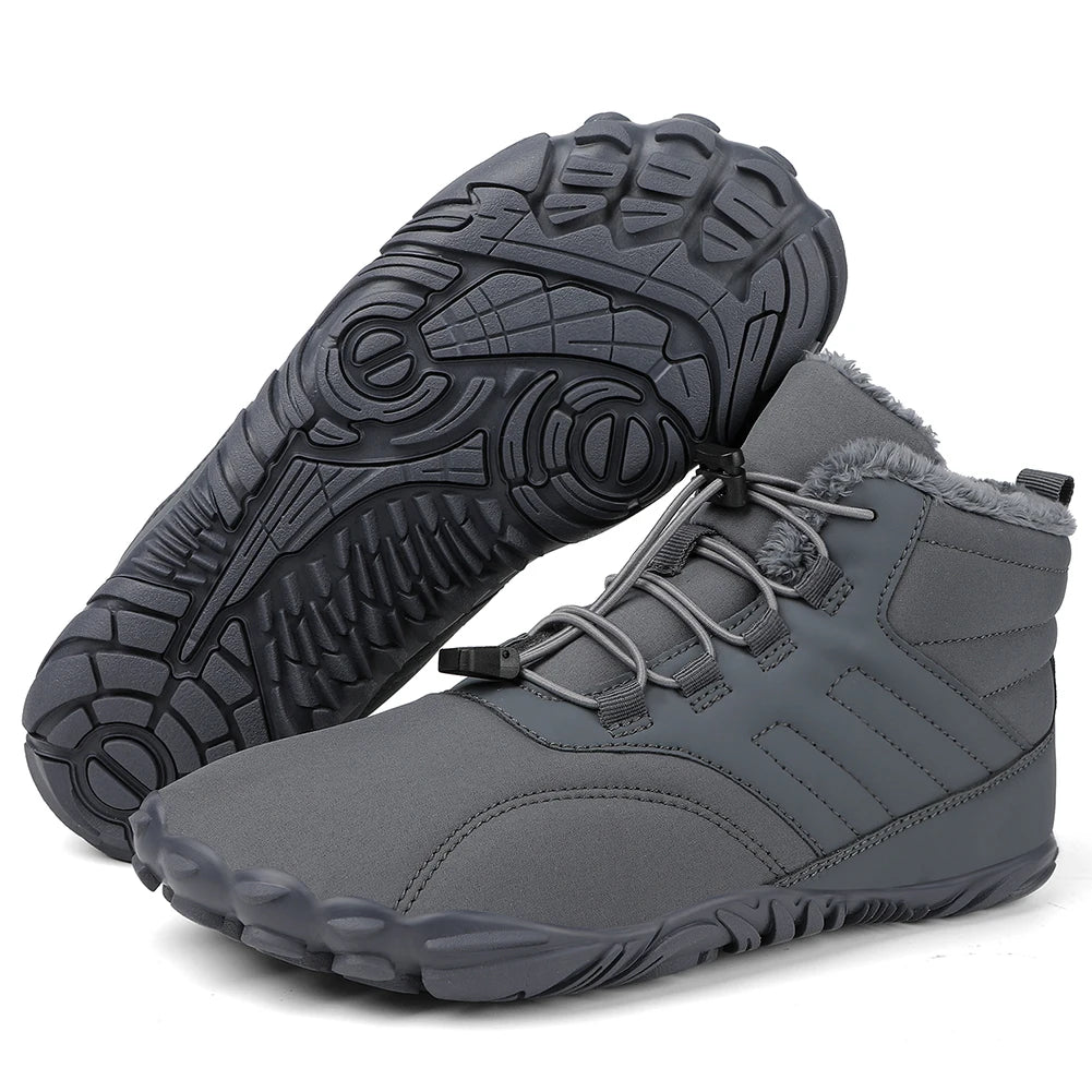 Winter Warm Waterproof Barefoot Running Shoes for Men and Women High Ankle Boots