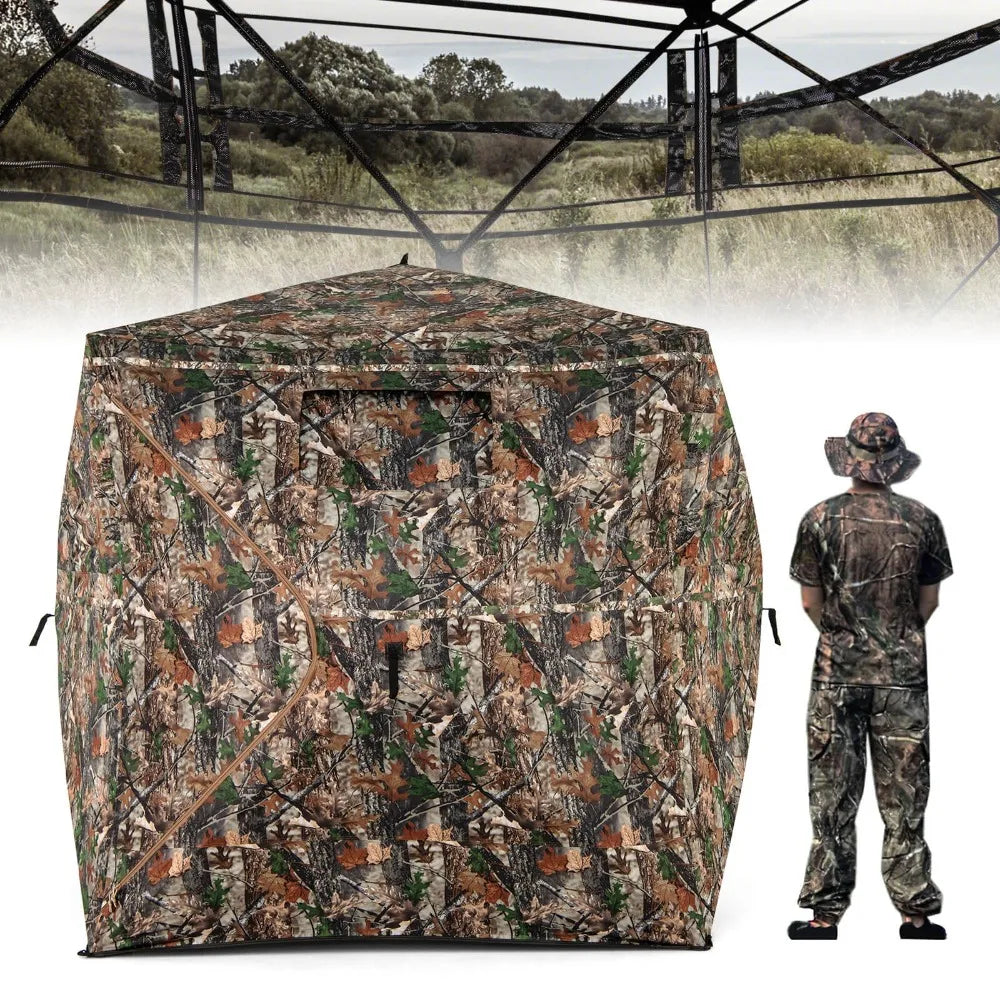 Camouflage Hunting Blind With 270 Degree Viewing Range Carry Bag