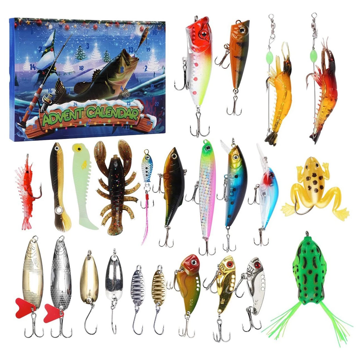 APWIKOGER 24 Day Fishing Lure Advent Calendar Christmas Countdown