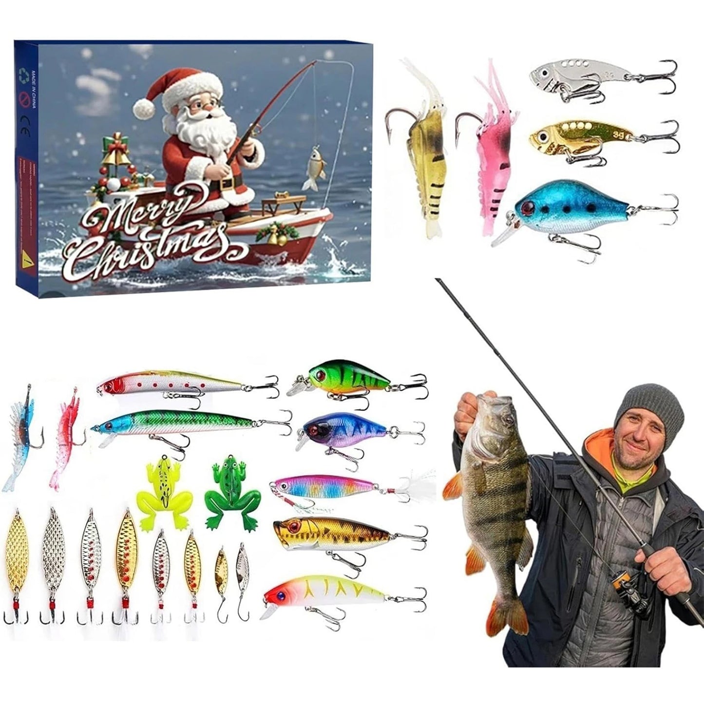 APWIKOGER 24 Day Fishing Lure Advent Calendar Christmas Countdown