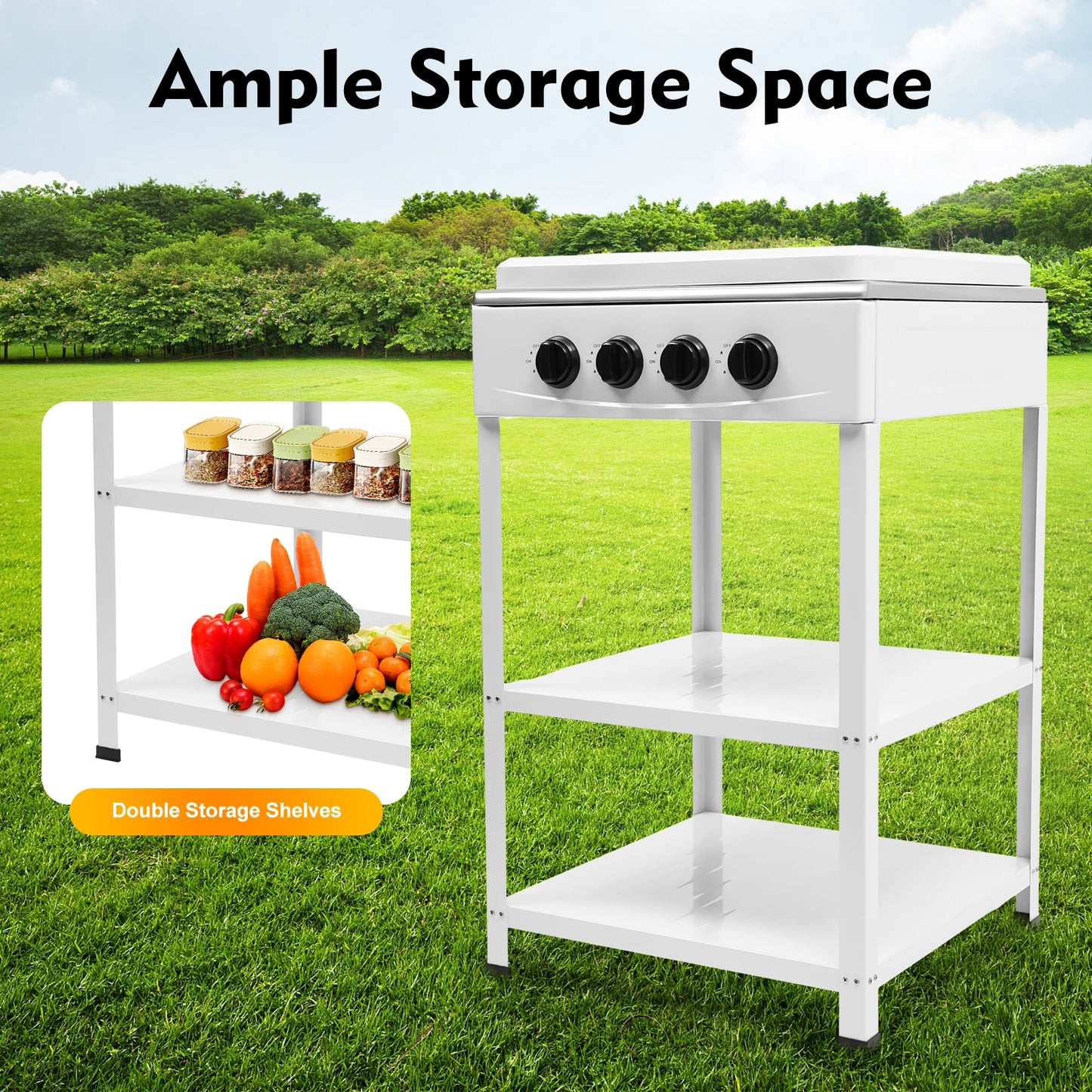 NONED 4 Burner Gas Stove Portable Outdoor Stove With Wind Blocking Cover