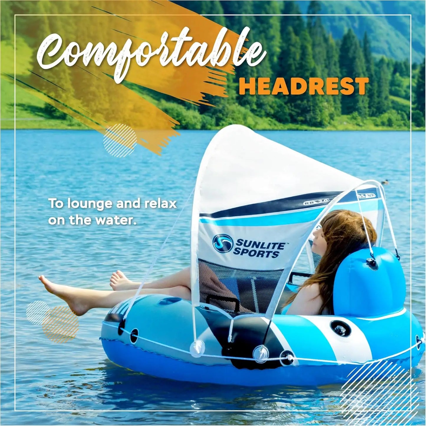 Hign-concerned River Tube Inflatable Lounge Float With Detachable Canopy
