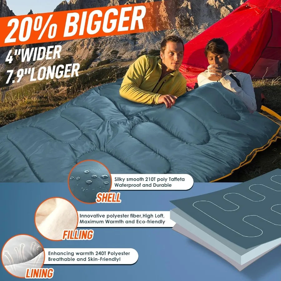 Guangdong CN All Season Double Sleeping Bag For Adults Pillow