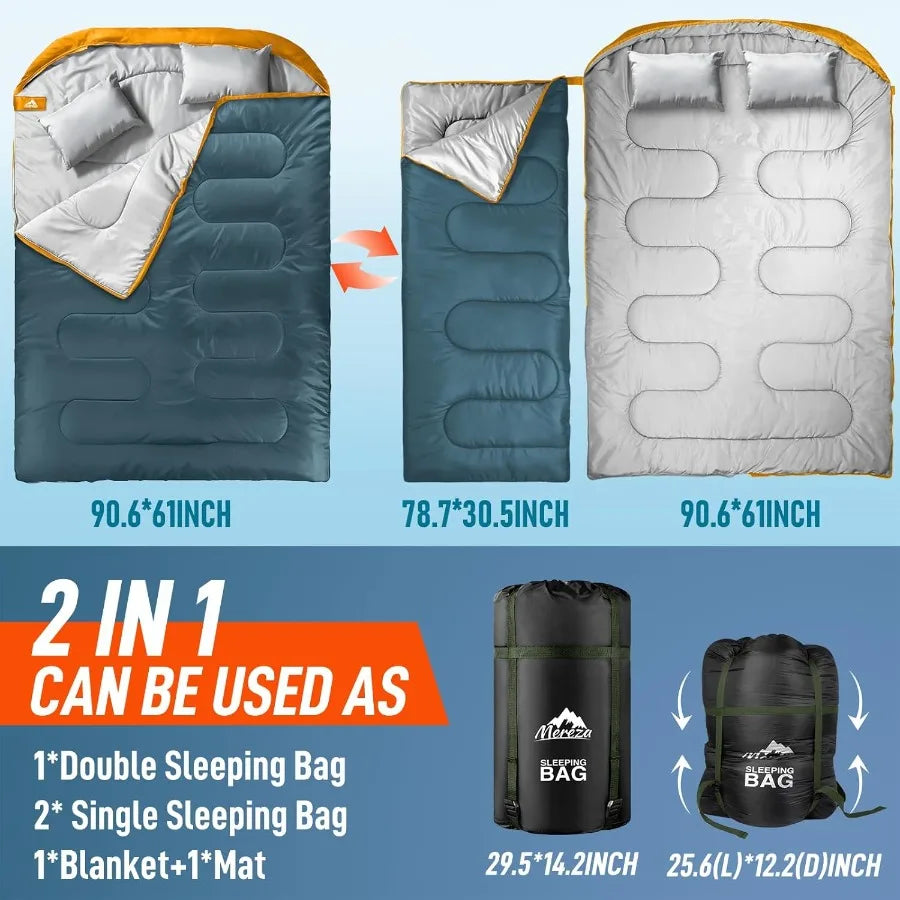 Guangdong CN All Season Double Sleeping Bag For Adults Pillow