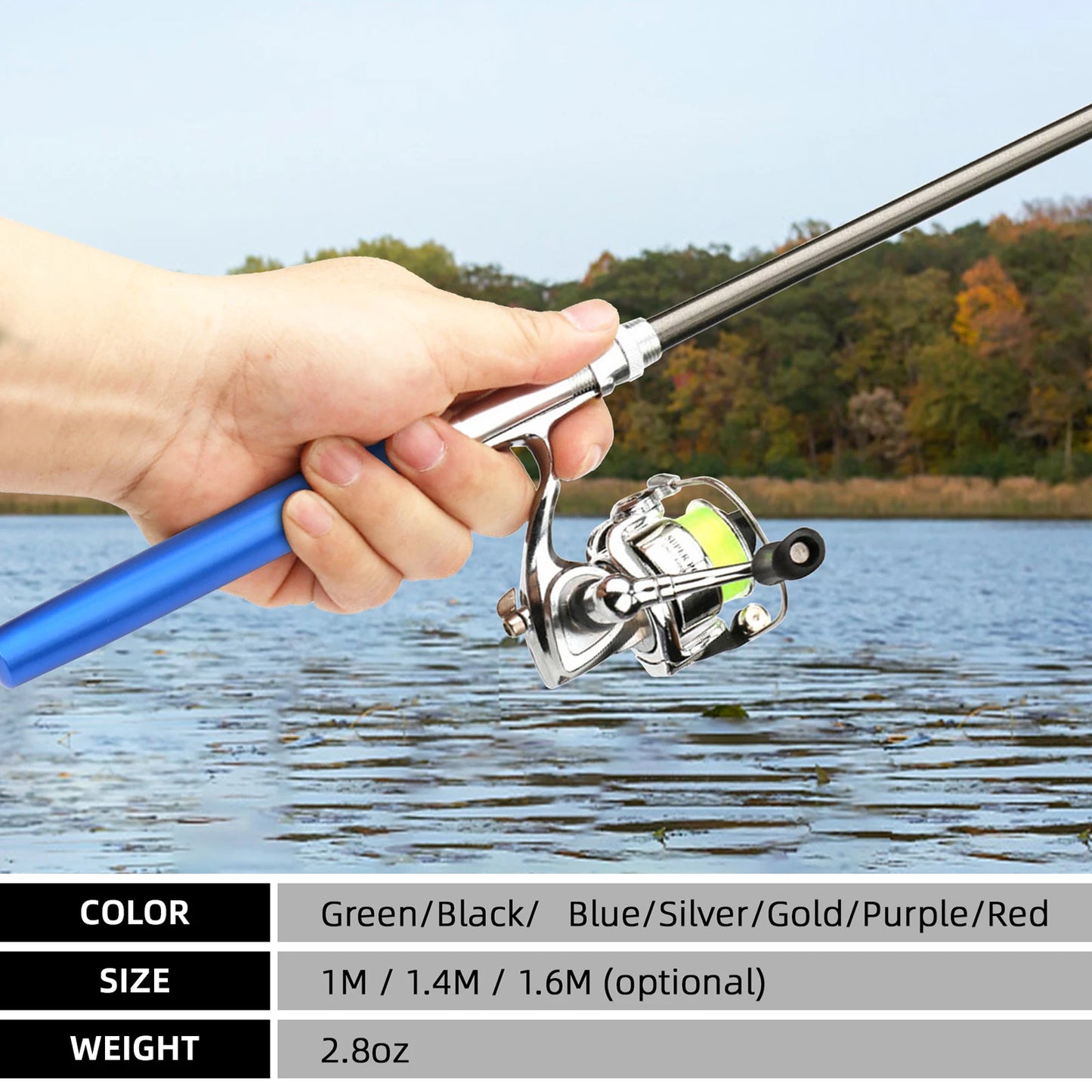 Mini Pen Fishing Pole Kit Aluminum alloy Pocket Collapsible Fishing Rod Reel Combo Telescopic Fishing Rod Spinning Reel Combo