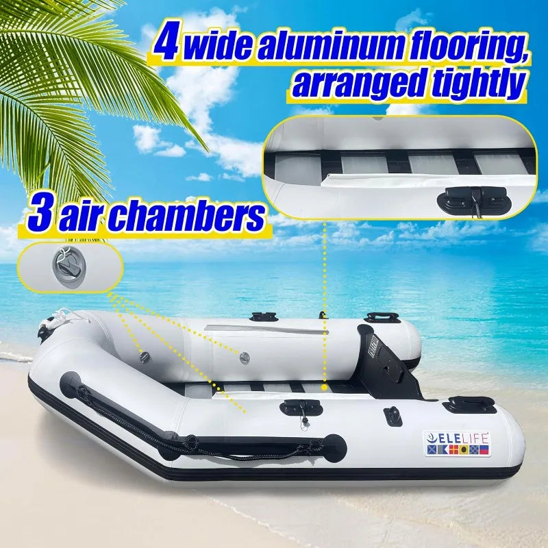 Inflatable Boat 2-3 Person Portable Raft With Aluminum Floor