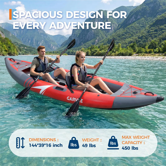 HiMISS Inflatable Kayak Two Person Portable Fishing Touring Boat
