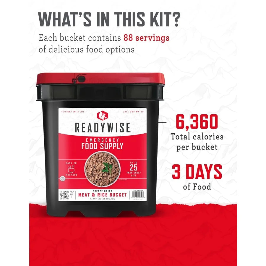 Emergency Food Supply 88 Servings Freeze Dried Meat and Rice