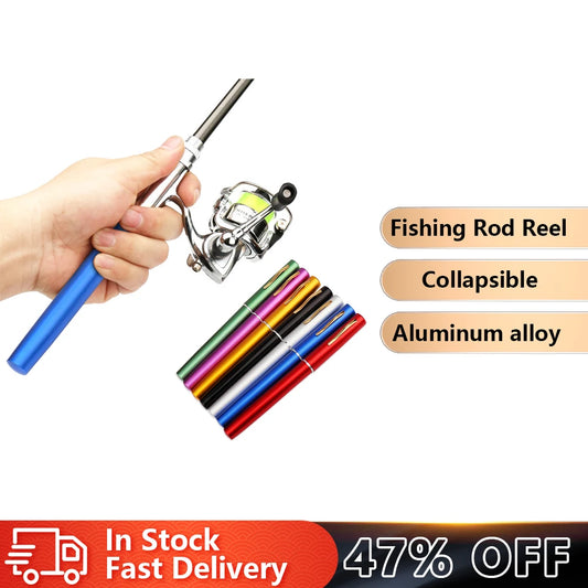 Mini Pen Fishing Pole Kit Aluminum alloy Pocket Collapsible Fishing Rod Reel Combo Telescopic Fishing Rod Spinning Reel Combo