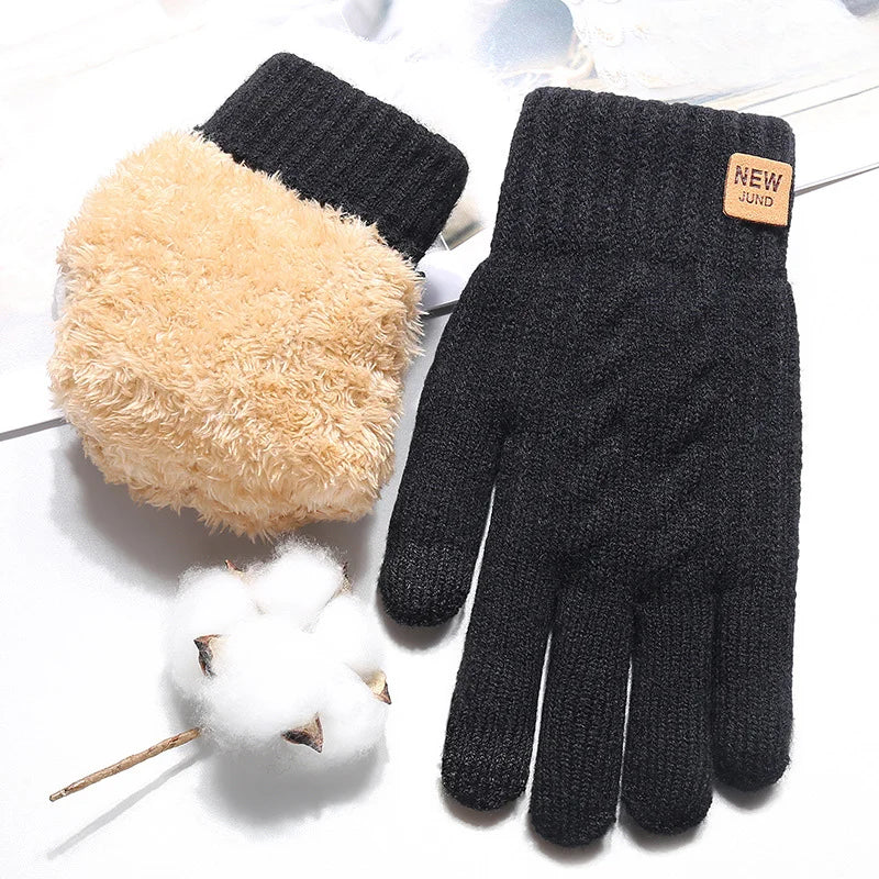 CN Unisex Knit Thermal Full Finger Gloves With Touchscreen Wool
