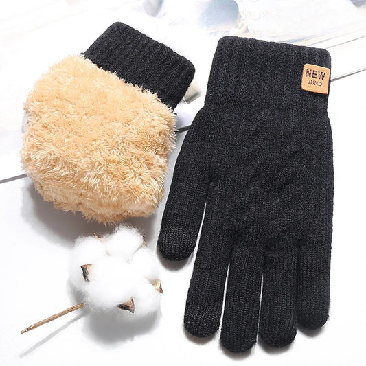 CN Unisex Knit Thermal Full Finger Gloves With Touchscreen Wool