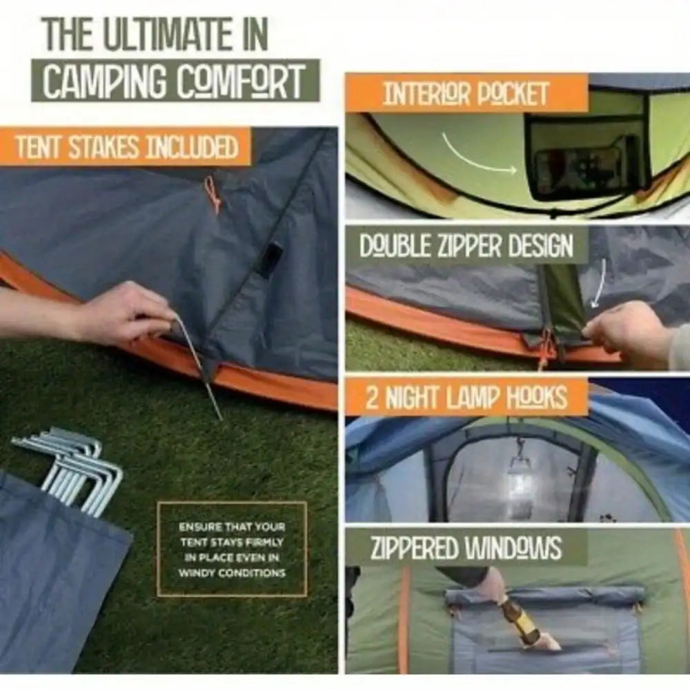 Building Quick Pop Up Tent With Two Doors Waterproof