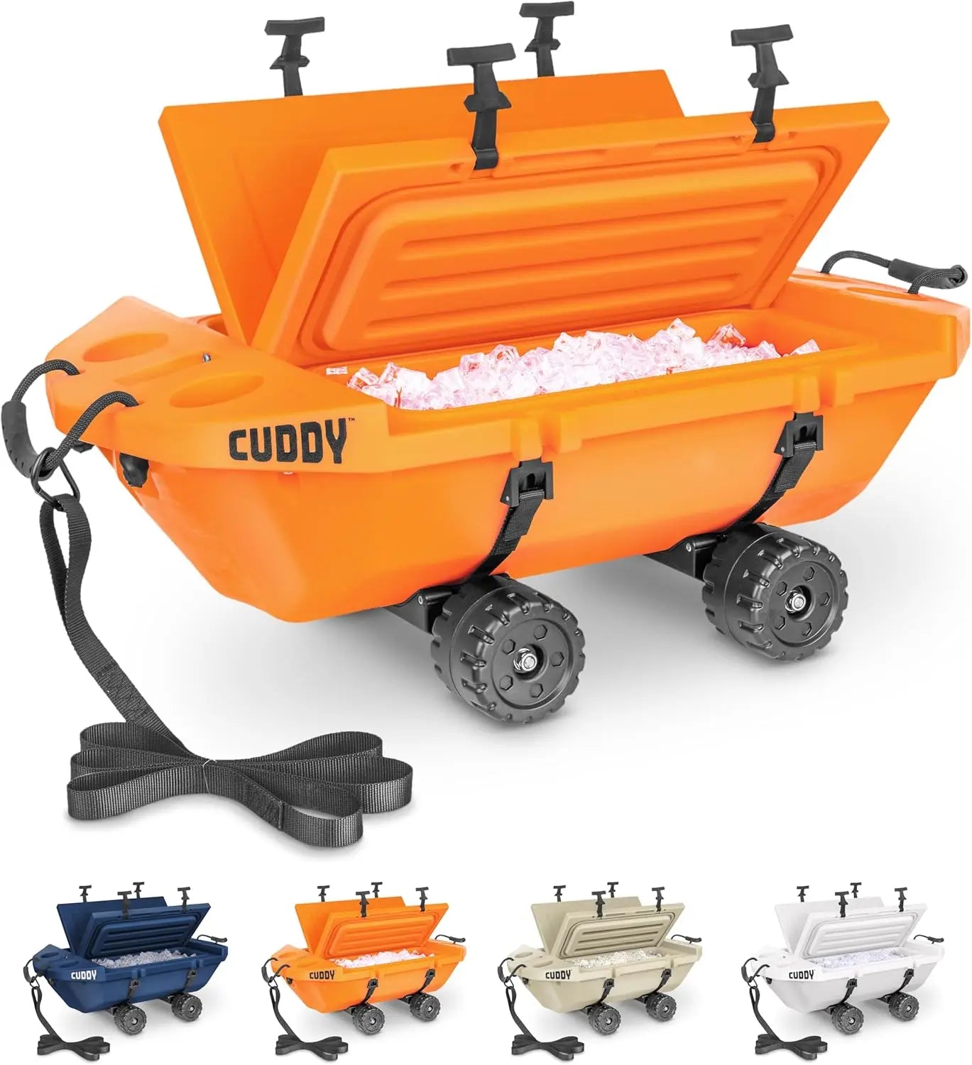 Crawler Cooler with Wheels \\u2013 40 QT Amphibious Floating Cooler and Dry Storage Vessel - Orange, Navy, Tan, or White