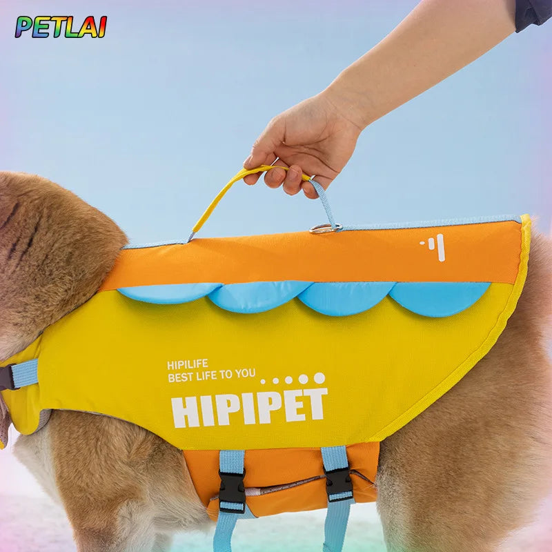 Dog Life Jacket Vest For Summer Swimming Super Buoyancy Polyester